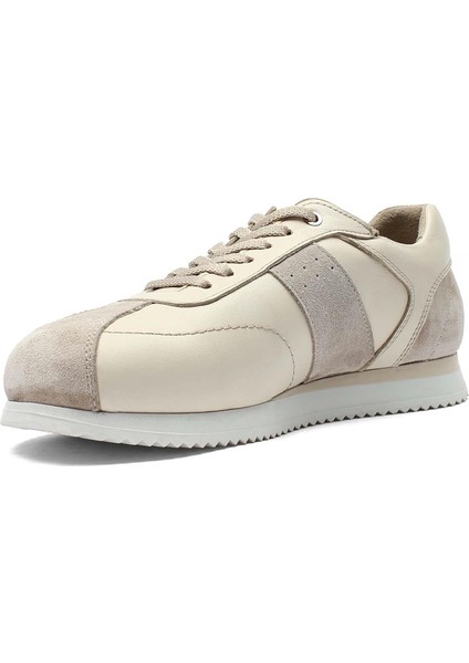Erkek Bej Bağcıklı Süet Deri Sneaker