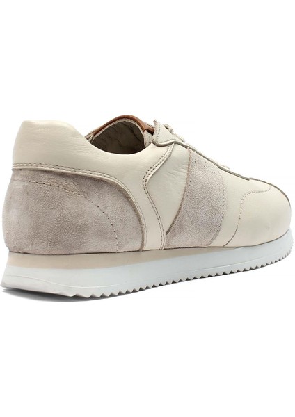 Erkek Bej Bağcıklı Süet Deri Sneaker