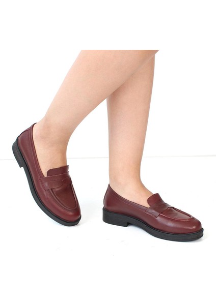 Kadın Bordo Deri Loafer fiyatları