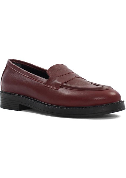 Kadın Bordo Deri Loafer modelleri