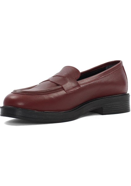 Kadın Bordo Deri Loafer fırsatları
