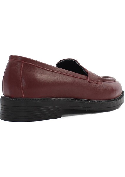 Kadın Bordo Deri Loafer indirimleri