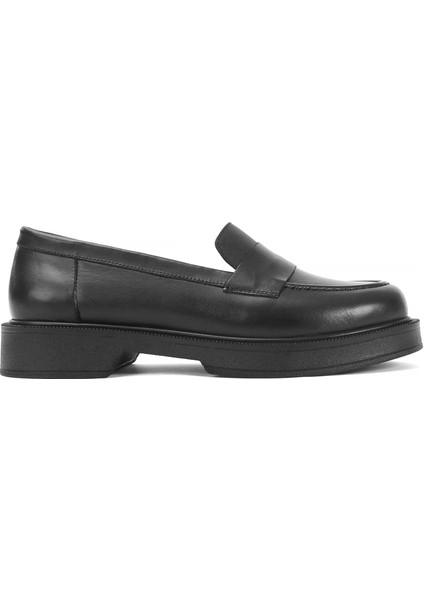 Kadın Siyah Deri Loafer