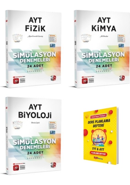 AYT Fizik - Kimya - Biyoloji Denemeleri + Planlama Defteri