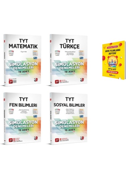 TYT Matematik - Türkçe - Fen Bilimleri - Sosyal Bilimler 4'lü Denemeleri + Planlama Defteri