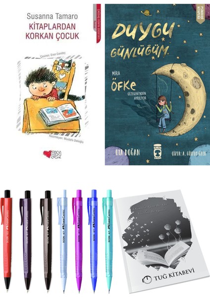 Duygu Günlüğüm Mira Öfke Gezegeni'nden Ayrılıyor ve Kitaplardan Korkan Çocuk 2'li Set + Hediyeli