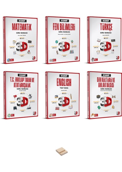 8. Sınıf LGS Matematik - Fen Bilimleri - Türkçe - İnkilap - İngilizce - Din Kültürü 6'lı Soru Bankası Seti + Telefon Tutucu