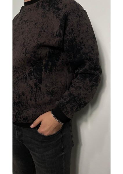 Bisiklet Yaka Batik Desenli Erkek Sweatshirt fiyatları
