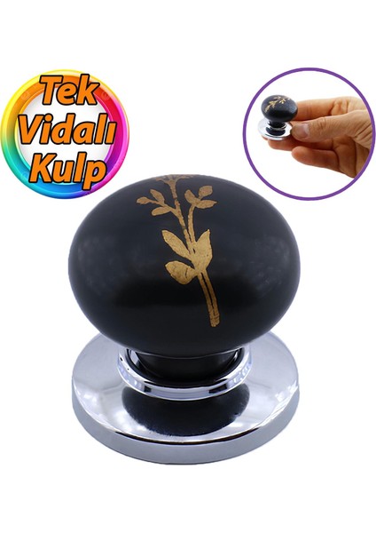 Asya Kulp Siyah Polimer Düğme Kulp Krom Tabla Mobilya Mutfak Dolabı Çekmece Kulbu