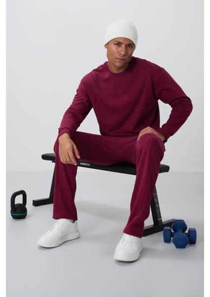 Erguvan Kompakt Pamuklu Kalın Pürüzsüz Dokulu O Yaka Comfort Fit Erkek Eşofman Takım -85263