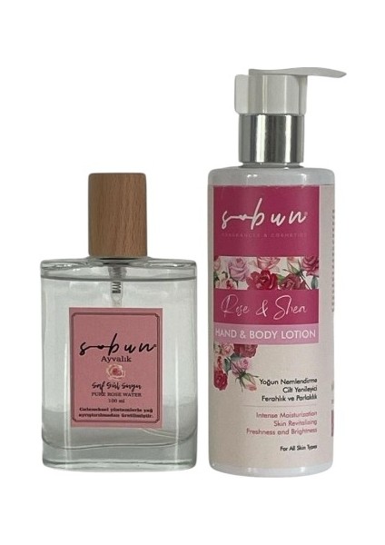 Saf Gül Suyu - Gül ve Shea Özlü El ve Vücut Losyonu - İkili Set