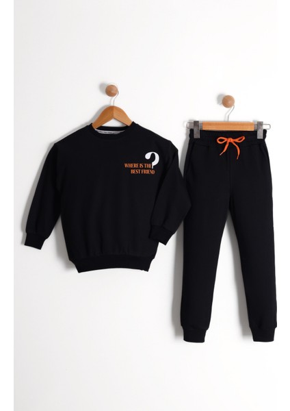 Erkek Çocuk Ön ve Arka Best Friend Yazı Baskılı 2'li Eşofman Takımı
