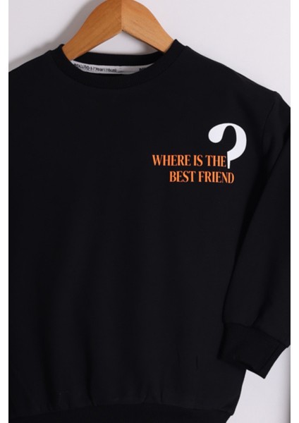 Erkek Çocuk Ön ve Arka Best Friend Yazı Baskılı 2'li Eşofman Takımı modelleri