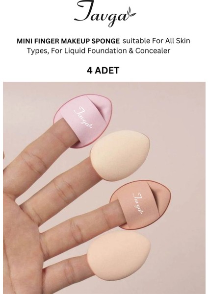 Parmak Sünger - Mini Makyaj Süngeri - 4'lü Mini Finger Make Up Sponge