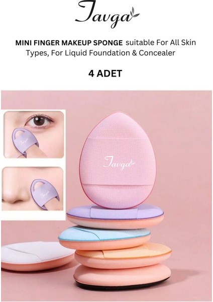 Parmak Sünger - Mini Makyaj Süngeri - 4'lü Mini Finger Make Up Sponge