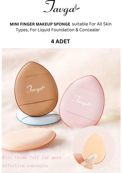 Parmak Sünger - Mini Makyaj Süngeri - 4'lü Mini Finger Make Up Sponge