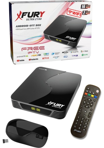 Ultra 2160 2 GB Ram Android Tv Box Medya Oynatıcı + Kablosuz Mouse