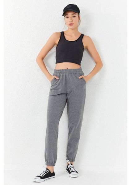 Lacivert Basic Sıfır Kol Dar Kalıp U Yaka Kadın Crop Top Atlet - 97160