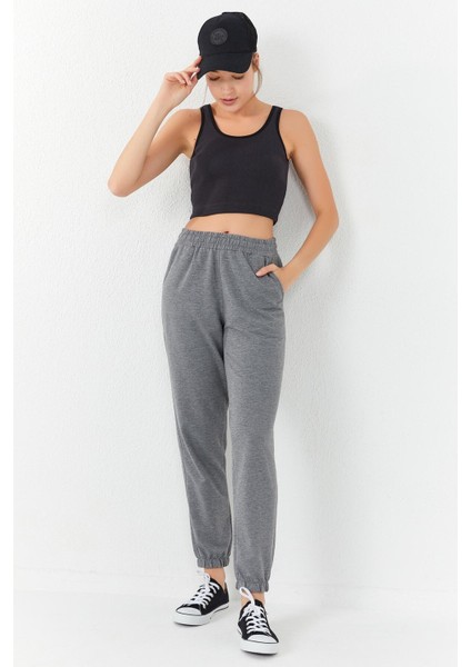 Lacivert Basic Sıfır Kol Dar Kalıp U Yaka Kadın Crop Top Atlet - 97160
