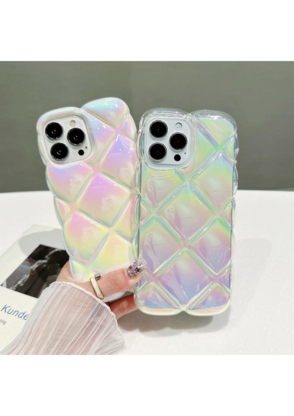 Iphone 15 Pro Max Uyumlu Lux Puf Hologram Baklava Dilimli Silikon Kılıf