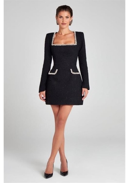 Kadın Şanel Kumaş Inci Detaylı Tasarım Elbise DPNBEMP2367 fiyatları