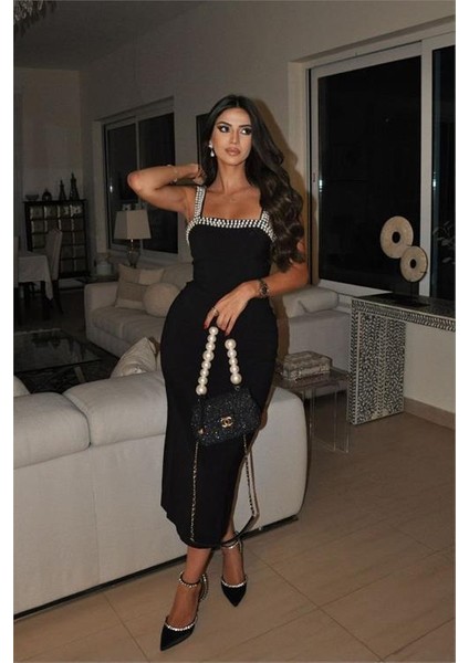 Kadın Likralı Inci Elişi Detaylı Tasarım Elbise DPNBEMP2582 fiyatları