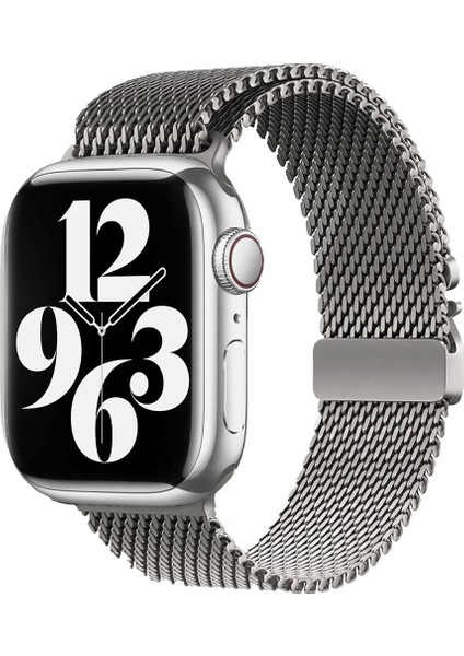 Apple Watch 10 42MM Metal Ince Spor Premium Hasır Kordon KRD-121