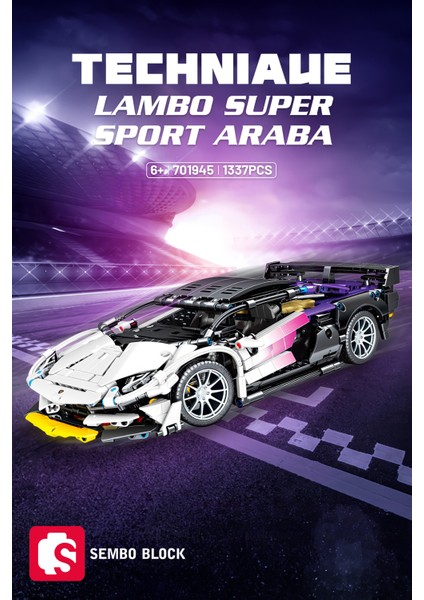 Lambo Super Sport Araba 1337 Parça Yapı Blokları LEGO ile Uyumlu (701945)