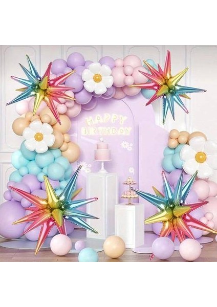 Makaron Renkli Kutup Yıldızı Folyo Balon 55 cm