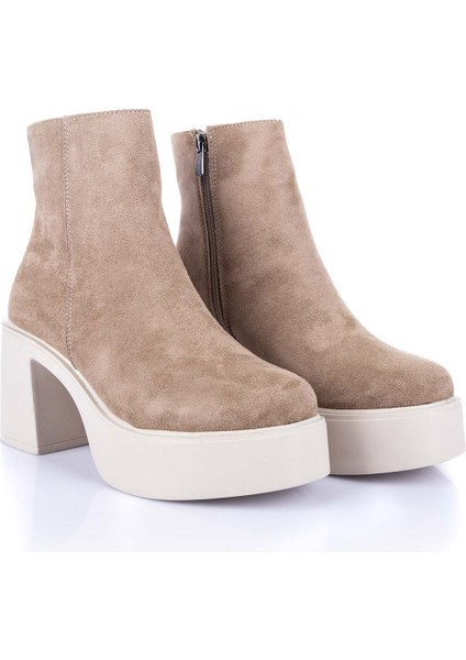 Feray Kadın Süet Vizon Topuklu Bot