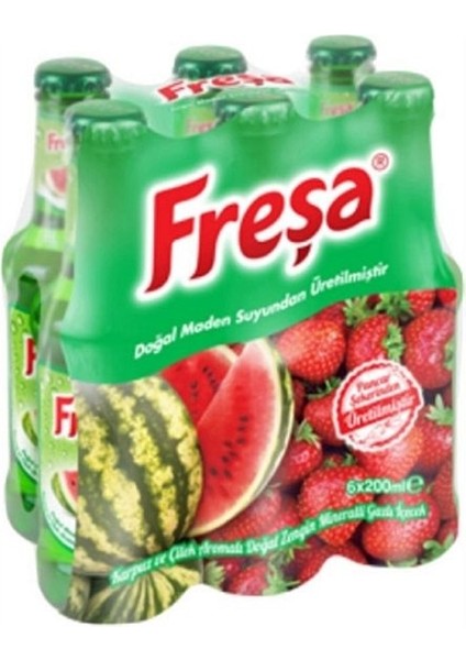 Fresa Karpuz-Çilek Aromalı Doğal Maden Suyu 6X200 ml