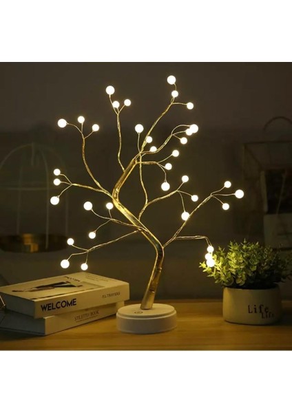 Incili Bonsai Işıklı Ağaç Masa Üstü LED