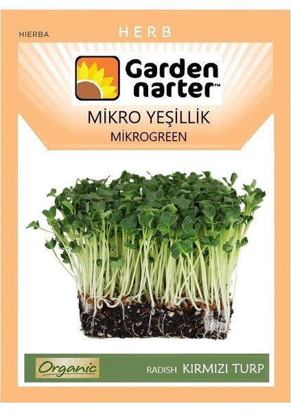 Garden Narter Mikro Yeşillikler İçin Microgreen Organik Turp Tohumu 15 gr 1700 Tohum