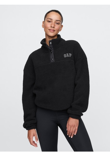 Kadın Siyah Geri Dönüştürülmüş Gap Logo Fleece Sweatshirt