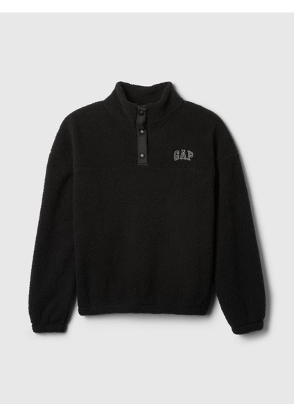 Kadın Siyah Geri Dönüştürülmüş Gap Logo Fleece Sweatshirt