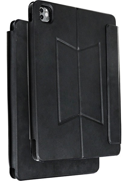 Apple iPad Pro 12.9 Inc 4. Nesil (2020) Darbeye Dayanıklı Kalemlikli Touchpadli Ingilizce Q Klavyeli 2 In 1 Protection Kılıf A2229 A2069 A2232
