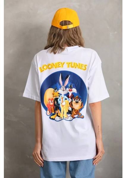 Miracotton Unisex Baskılı Oversize T-Shirt - Beyaz fırsatları