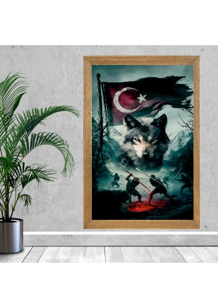 Bozkurt, Türkçü Tablo, Çerçeveli Cam Tablo 20X30 cm fiyatları