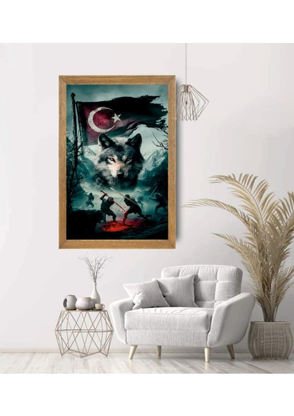 Bozkurt, Türkçü Tablo, Çerçeveli Cam Tablo 20X30 cm modelleri