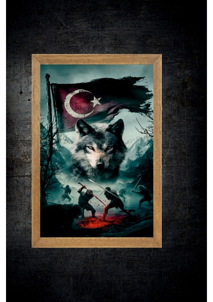 Bozkurt, Türkçü Tablo, Çerçeveli Cam Tablo 20X30 cm fırsatları