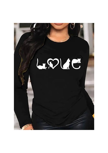 Miracotton Kadın Uzun Kollu Bisiklet Yaka Baskılı Viskon Bluz