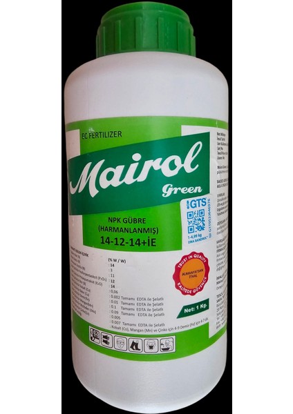 Çiçek Gübresi Mariol Green 14-12-14+Ie - 1 Kg