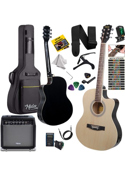 XC-300XNT- Profesyonel AMFİLİ Elektro Akustik Gitar (Amfi Gigbag Çanta Tuner Capo Askı Jak Kablo Pena)