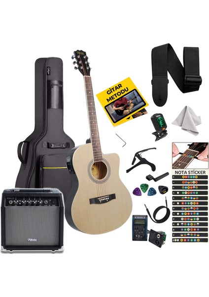 XC-300XNT- Profesyonel AMFİLİ Elektro Akustik Gitar (Amfi Gigbag Çanta Tuner Capo Askı Jak Kablo Pena) fiyatları