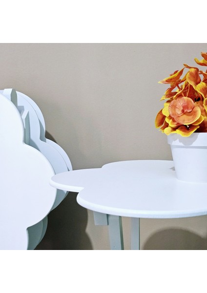 Çanta Sehpa Çiçek Model Ahşap Mdf Dekoratif 4 Lü Beyaz Lake Zigon fırsatları