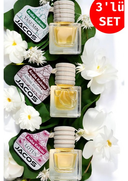 yasemin Sandal Egzotik Lotus Kokusu 8 ml Oto Araç Kokusu Ipli Asma Oto Parfümü 3'lü Set
