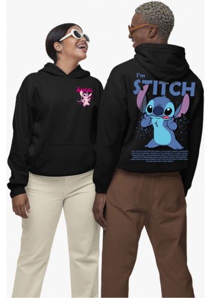Stitch Sevgili Kombini Çift Sweatshirt Baskılı 2 Adet Oversize Hoodie