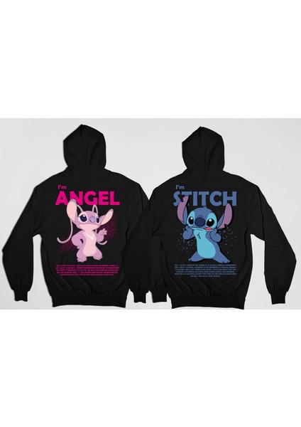 Stitch Sevgili Kombini Çift Sweatshirt Baskılı 2 Adet Oversize Hoodie