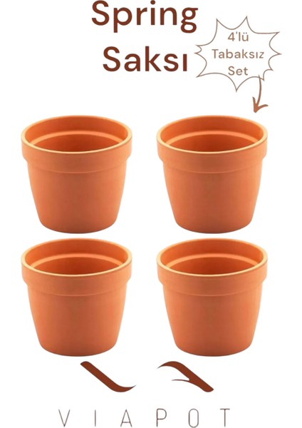 Spring Toprak Saksı Büyük Deliksiz Tabaksız 4'lü 15,5X14,5 1000ml