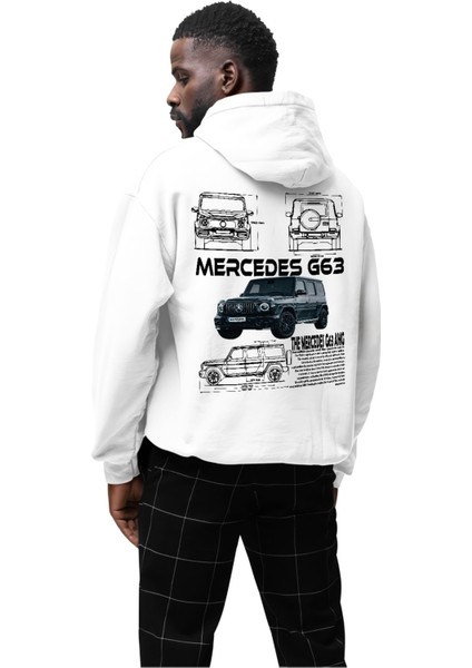 Mercedes G63 Amg Baskılı Beyaz 3 Ip Kalın Kumaş Unisex Sweatshirt Hoodie modelleri